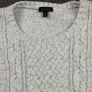 Talbots Women‎ XL Cable Knit Sweater Speckled Cottagecore Neutral Coastal Prep